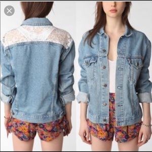Urban Renewal jean jacket with lace inset